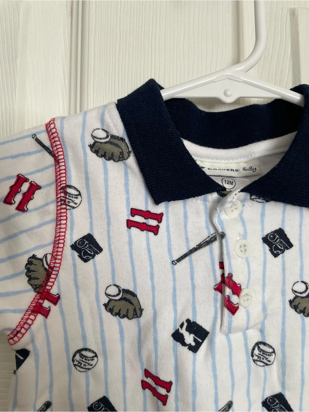 Dockers Baby 9-13 Months Navy & White Baseball Polo One-Piece Kids 100% Cotton